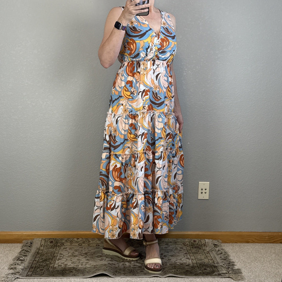 Boston Proper Dresses & Skirts - Boston Proper Womens Tiered Sleeveless V-Neck Midi Maxi Dress Size S Paisley